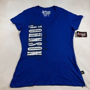 Chase Authentics NASCAR T-Shirt Womens XL Jimmie Johnson V-Neck Blue NWT